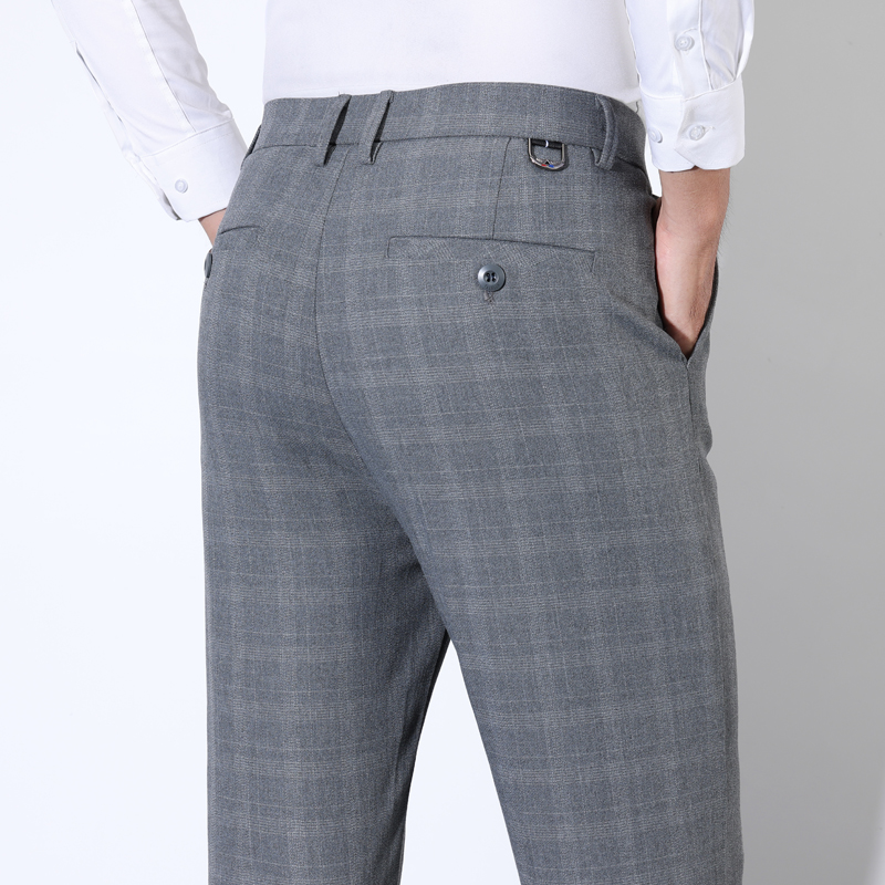 Men'S Grooming & Health Made Simple - Cotton Plaid Striped Classic Suit Pants