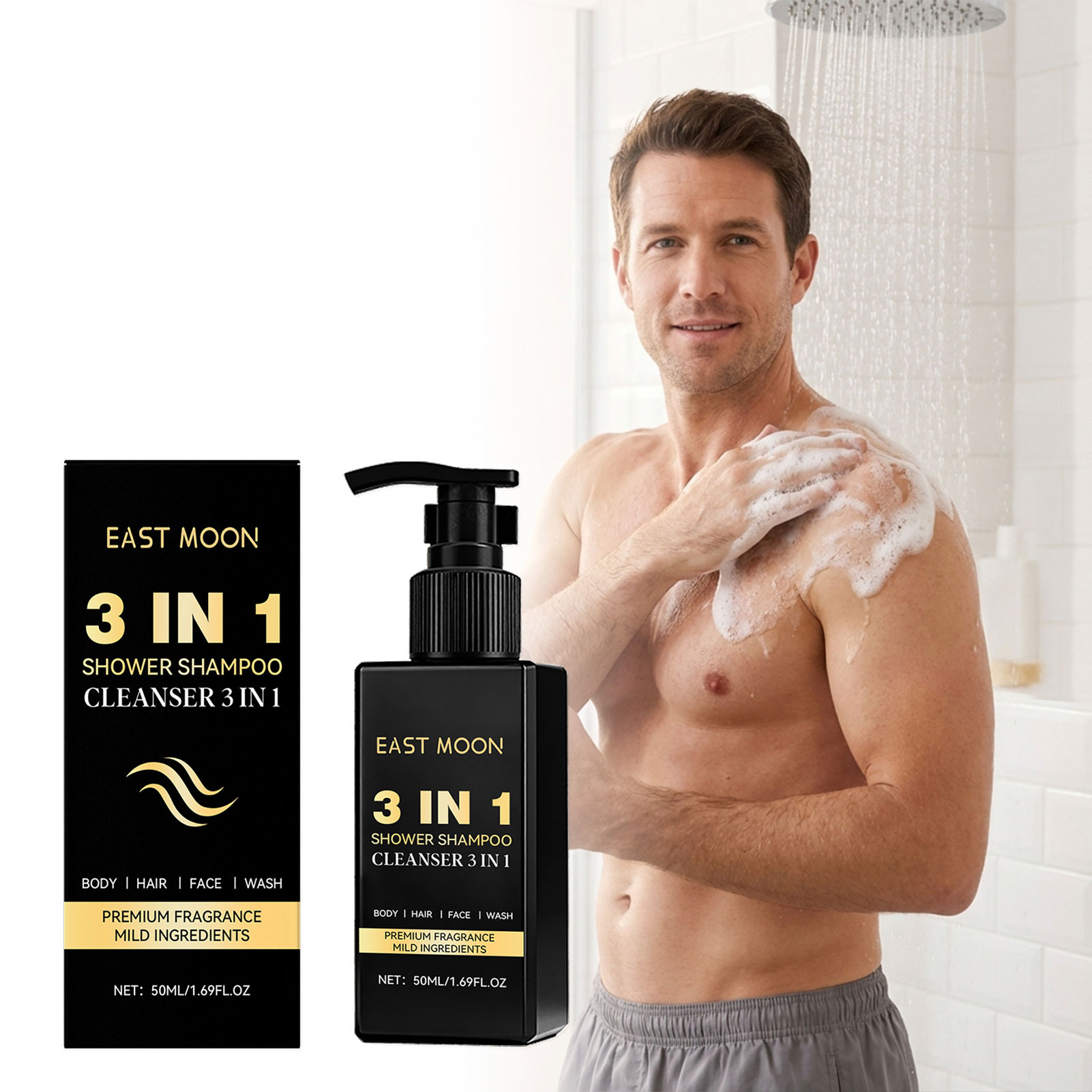 Face Wash Mens - 50ml 3 In 1 Shampoo Face