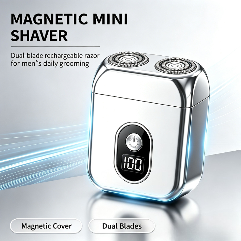 Men Grooming Home - Dual‑Blade Waterproof Magnetic Mini Electric Shaver