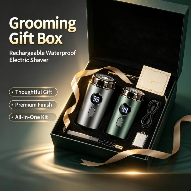 Men'S Grooming Boxes - USB Rechargeable Waterproof Electric Shaver for