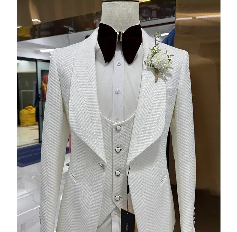 Men'S Grooming For Engagement - Men's Suits 3 Pieces Cotton Herringbone