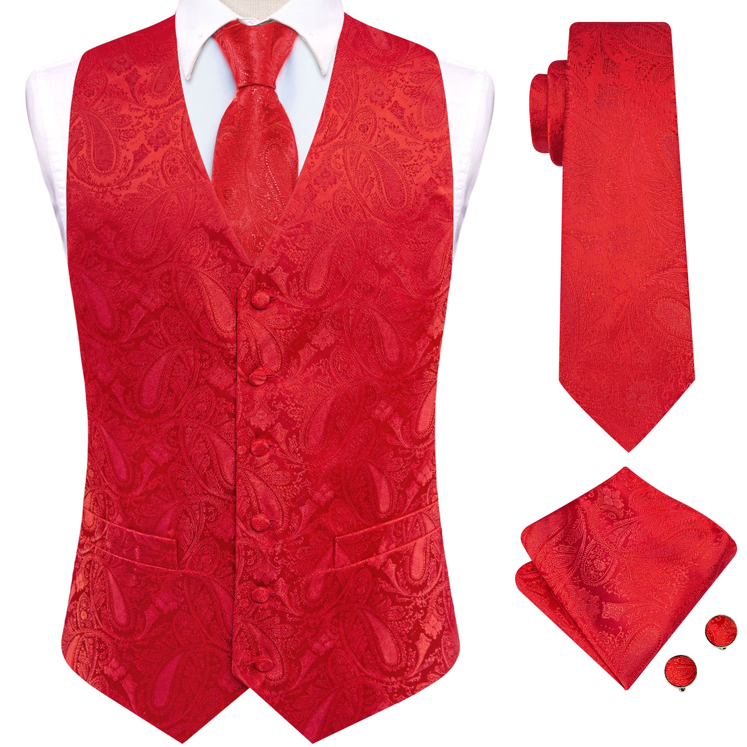 Bright Red Paisley Jacquard Wa - Men'S Grooming Accessories Kit review and price
